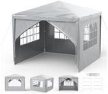 LuxusKollektion Faltpavillon Faltpavillon 3x3m Grau mit 4 Seitenw&auml;nden
