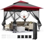 LuxusKollektion Faltpavillon Pavillon 3,3x3,3 Moskitonetz Doppeldach UV50+ Rot...