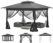 LuxusKollektion Faltpavillon Faltpavillon 4x4m Anthrazit UV-Schutz M&uuml;ckenschutz