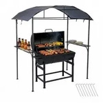 relaxdays Grillpavillon Grill Pavillon aus Metall, A grau 210 cm x 116 cm