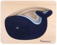 KINDSGUT Puzzle, 5 Puzzleteile, Tier-Puzzle, Holz-Puzzle, Baby, Lern-Spiel, Wal,