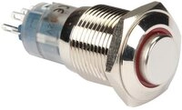 Velleman DRUCKSCHALTER - RUND - HOCH - METALL - SPDT 1NO 1NC - ROTE RINGBELEUCH