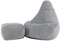 icon Sitzsack Kinder Sessel aus Cord Flauschig &bdquo;Dalton" mit Hocker (Spar-Set,...