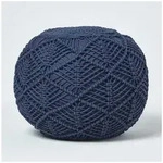 Homescapes Pouf Gro&szlig;er geh&auml;kelter Pouf, dunkelblau, 40 x 50 cm blau 50 cm x...
