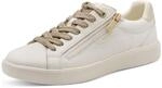 Plateausneaker TAMARIS, Damen, Gr. 36, wei&szlig; (sanftes wei&szlig;), Leder, Lederimitat,