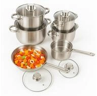 HOOZ Topf-Set Edelstahl Topfset 12-teilig &ndash; F&uuml;r alle Herdarten inkl....