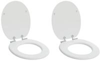 vidaXL WC-Sitz Toilettensitz 2 pcs Wei&szlig; 44 x 38 cm Holzwerkstoff (2-St)
