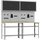 vidaXL Werkbank Werkbank-Set 8 stk. Schwarz und Grau Pulverbeschichteter Stahl,