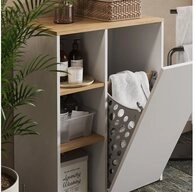 Vicco W&auml;scheschrank Viktor, Wei&szlig;/Artisan, 68 x 88.2 cm mit offenen Regalen und