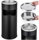 tectake Aschenbecher Standascher outdoor, 25 x 61 cm, rund, mit M&uuml;lleimer und