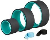relaxdays Yoga-Rad Yogarad 3er Set mit 2 Yogagurten (5-tlg)