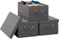 Woltu Aufbewahrungsbox (3 St., Set), mit Deckel, mit Griffen, faltbare Box f&uuml;r