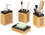 bremermann Badaccessoire-Set Badezimmer-Set 4-tlg., Bambus, Keramik, schwarz,