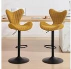 LuxusKollektion Barhocker Barhocker 2er Set Chenille h&ouml;henverstellbar drehbar...