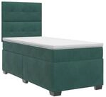 vidaXL Bett Boxspringbett mit Matratze Dunkelgr&uuml;n 90 x 190 cm Samt (1-tlg)