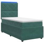 vidaXL Bett LED Boxspringbett mit Matratze Dunkelgr&uuml;n 80 x 200 cm Samt (1-tlg)