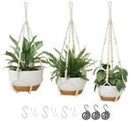 LuxusKollektion Blumentopf Blumenampeln Makramee 3er Set Selbstbew&auml;sserung Wei&szlig;