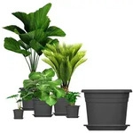 BigDean Blumentopf mit Untersetzer Kunststoff rund (Set, 5 St., Pflanztopf +