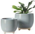 LuxusKollektion Blumentopf Blumentopf Keramik F&uuml;&szlig;e 12 16 cm Set 2er Reaktive Glasur