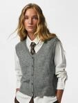 Strickweste PIECES "PCSALLY SL V-NECK KNIT VEST NOOS BC", Damen, Gr. M, grau (medium