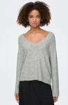 Strickpullover ONLY "ONLARIZONA LS SEQUINS V-NECK PUL KNT", Damen, Gr. S, grau (light