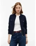 Tommy Hilfiger Strickjacke COTTON FULL NEEDLE REG JACKET Baumwollmischung blau...