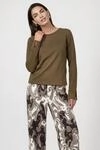 Langarmshirt MONARI "Shirt Basic Schmuck", Damen, Gr. 36, braun (olive), Web,