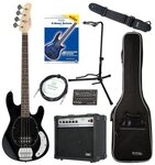 Rocktile E-Bass MB-4 BK Passiver Elektrobass, Super-Set, Inkl. Amp, Gigbag,