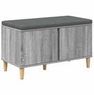 vidaXL Sitzbank 80 x 38 x 46 cm Flurbank mit Kissen mit Speicher Graues Sonoma