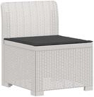 vidaXL Sofaelement 1-Sitzer Garten-Sofa mit Kissen Rattan-Look PP Wei&szlig;