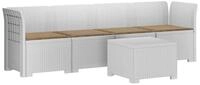 vidaXL Sofaelement 4-Sitzer Gartensofa mit Kissen Rattan Look PP Wei&szlig;