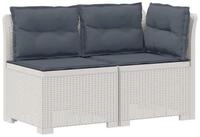 vidaXL Sofaelement 2-Sitzer Garten-Sofa mit Kissen Rattan-Look 2-Sitzer PP Wei&szlig;