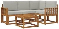 vidaXL Gartenlounge-Set Outdoor-Sofagarnitur 5 stk. Nat&uuml;rlich und Hellgrau,...