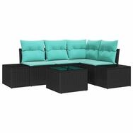 vidaXL Gartenlounge-Set Gartensofa-set mit Speicher Schwarz und T&uuml;rkis...