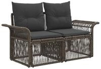 vidaXL Loungesofa Garten-Sofa 2-Sitzanzahl Grau Poly-Rattan