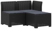 vidaXL Sofaelement 3-Sitzer Garten Sofa mit Kissen Rattan-Look 3-Sitzer PP