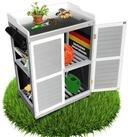 Coemo Ger&auml;teschrank LOLA (1-St) Gartenschrank mit integriertem Pflanztisch,