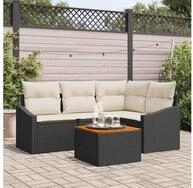 vidaXL Gartensofa, Gartensofa-set mit Kissen 5 pcs Schwarz Poly-Rattan