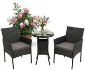 relaxdays Gartenlounge-Set 3-teiliges Gartenm&ouml;bel Set Rattan, (3-tlg), schwarz