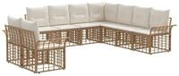 vidaXL Gartenlounge-Set Outdoor-Sofagarnitur 9 stk. Nat&uuml;rlich und Cremwei&szlig;