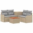 vidaXL Gartensofa Sofa Set 6 stk. Beige und Hellgrau Polyrattan und Stahl, 6...