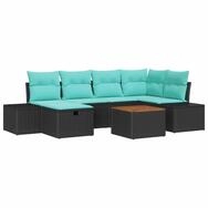 vidaXL Gartenlounge-Set Gartensofa-set 7 stk. Schwarz Poly Rattan, (7-tlg)