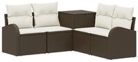 vidaXL Gartensofa Sofa Set 5 stk. Braun und Creme Wei&szlig; Polyrattan und Stahl, 5...