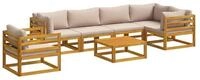 vidaXL Gartenlounge-Set Sofa-Set 7 stk. Natur Massivholz, (7-tlg)
