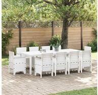 vidaXL Garten-Essgruppe, Garten Essgruppe 11 pcs Wei&szlig; Polypropylen