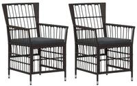 vidaXL Gartenstuhl Gartenst&uuml;hle 2 stk. Schwarz PE Rattan, Stahl und...