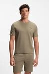 Pyjamaoberteil BOSS "Waffle T-Shirt", Herren, Gr. L, beige (open braun 245),
