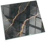 Tulup Bodenschutzplatte Schwarz Eleganter Marmor, Geh&auml;rtetem Glas Kamin&ouml;fen