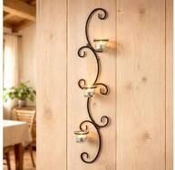 DanDiBo Kerzenleuchter Metall Wand Schwarz Emma 68 cm Teelichthalter...