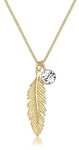 Elli Kette mit Anh&auml;nger Feder Boho Schmuck Geschenk mit Kristallen von